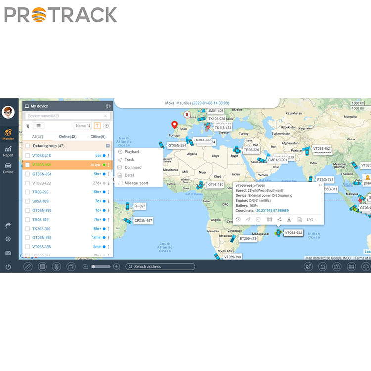 Protrack プラットフォームでのエンジンアイドルのデモンストレーション